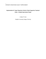 Implementation Of  Upper Respiratory Infection Patient Supportive Treatment Cards:  A Quality Improvement Project
