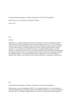 Evaluating Nutritional Support in Pediatric Hematopoietic Stem Cell Transplantation
