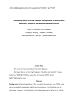 Decreasing Time to Full Oral Feedings Among Infants on Non-Invasive Respiratory Support in the Neonatal Intensive Care Unit