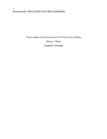 Preconception Care Screening in the Primary Care Setting
