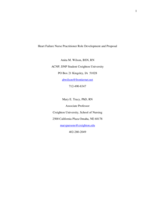 Heart Failure Nurse Practitioner Role Development and Proposal