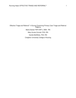 Effective Triage and Referral?  A Survey Examining Primary Care Triage and Referral Patterns