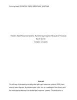 Pediatric Rapid Response Systems: A preliminary Analysis of Evaluative Processes