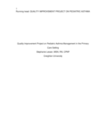 Quality Improvement Project on Pediatric Asthma Management in the Primary Care Setting