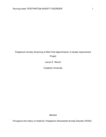 Postpartum Anxiety Screening at Well-Child Appointments: A Quality Improvement Project