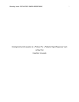 Development and Evaluation of a Protocol For a Pediatric Rapid Response Team
