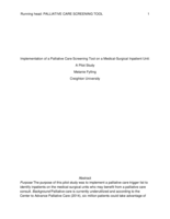 Implementation of a Palliative Care Screening Tool on a Medical-Surgical Inpatient Unit: A Pilot Study