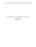 Evaluating the Efficacy of Using a Complementary and Alternative Method Screening Tool in Primary Care
