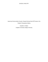 Improving Communication through a Surgical Nursing Hand-Off Process in the Pediatric Perioperative Setting