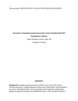 Prevention of Hospital-Acquired Pneumonia in Non-Ventilated (NV-HAP) Postoperative Patients