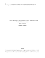 Quality Improvement Project: Educating Nurses on Vasopressors through Peripheral Intravenous Access