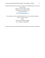 Nutrition and Physical Activity Intervention for Hispanic Type II Diabetic Patients in Primary Care