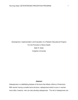 Development, Implementation and Evaluation of a Pediatric Educational Program For the Promotion of Bone Health