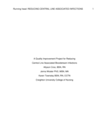 A Quality Improvement Project for Reducing Central Line Associated Bloodstream Infections