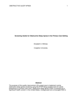 Screening Adults for Obstructive Sleep Apnea in the Primary Care Setting