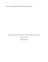 Increasing Sleep Screening in Adults: A Practice Change in Primary Care