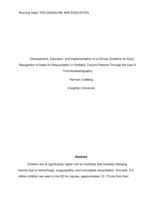 Development, Education, and Implementation of a Clinical Guideline for Early Recognition of Need for Resuscitation in Pediatric Trauma Patients Through the Use of Thromboelastography