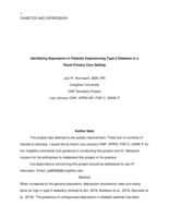 Identifying Depression in Patients Experiencing Type 2 Diabetes in a Rural Primary Care Setting