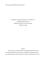 Investigation of Pediatric Oral Mucositis in an Inpatient Unit