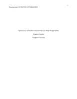 Optimization of Nutrition for Extremely Low Birth Weight Infants