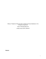 Effects of Telephone Follow-Up Calls on Patient and Nurse Satisfaction in the Emergency Department
