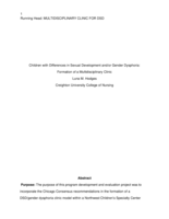 Children with Differences in Sexual Development and/or Gender Dysphoria:  Formation of a Multidisciplinary Clinic