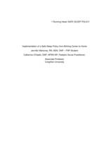 Implementation of a Safe Sleep Policy from Birthing Center to Home