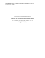 Direct Primary Care With Implementation of Integrative Care and Impact on Patient Laboratory Markers