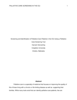Screening and Identification of Palliative Care Patients in the ICU Using a Palliative Care Screening Tool