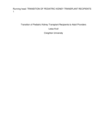 Transition of Pediatric Kidney Transplant Recipients to Adult Providers