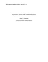 Implementing a Mental Health Toolkit in a Free Clinic