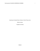 Screening of Intimate Partner Violence in Rural Primary Care