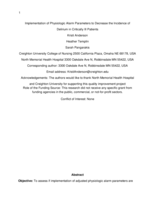 Implementation of Physiologic Alarm Parameters to Decrease the Incidence of Delirium in Critically Ill Patients