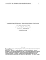 Increasing Annual Influenza Vaccine Rates in Adults through an Email Reminder:  A Pilot Quality Improvement Project