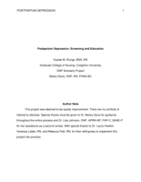 Postpartum Depression: Screening and Education
