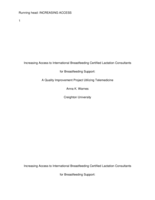 Increasing Access to International Breastfeeding Certified Lactation Consultants for Breastfeeding Support: A Quality Improvement Project Utilizing Telemedicine