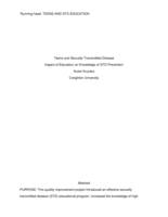 Teens and Sexually Transmitted DiseaseImpact of Education on Knowledge of STD Prevention