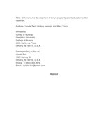 Enhancing the Development of Lung Transplant Patient Education Written Materials
