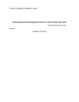 Implementing a Pain Management Protocol in a Rural Primary Care Clinic
