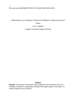 Implementation of an Extubation Checklist at the Bedside: A Quality Improvement Project