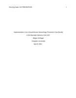 Implementation of an Intraventricular Hemorrhage Prevention Care Bundle in Neonatal Intensive Care Unit