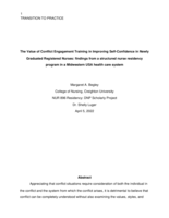 The Value of Conflict Engagement Training in Improving Self-Confidence in Newly Graduated Registered Nurses: findings from a structured nurse residency program in a Midwestern USA health care system