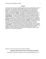 Developing a New Standard of Care in the Emergency Department