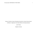 Nurses as Teachers: Using an Educational Intervention to Improve Novice Nurses’ Confidence in Applying the Teach-Back Method to Discharge Education