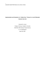 Implementation and Evaluation of a “Golden Hour” Protocol in a Level III Neonatal Intensive Care Unit