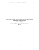 Communication and Civility Workshop in Healthcare and the Effects on Patient Satisfaction and the Work Environment