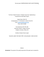 The Role of Health Promotion in Pediatric Acute Care: Implementing a Comprehensive Safe Sleep Program