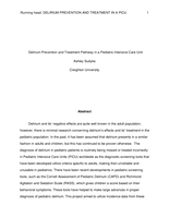 Delirium Prevention and Treatment Pathway in a Pediatric Intensive Care Unit