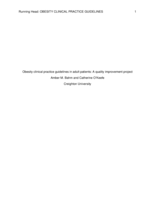 Obesity Clinical Practice Guidelines in Adult Patients: A Quality Improvement Project
