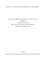 Cardiovascular and Metabolic Risk Management in an Adult Population with Schizophrenia:  A Quality Improvement Project